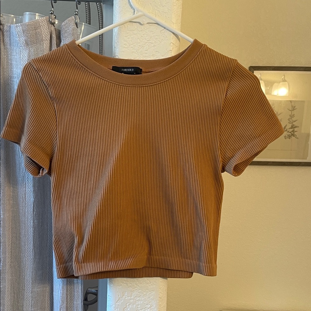 Forever 21 Tan Ribbed Crop Top